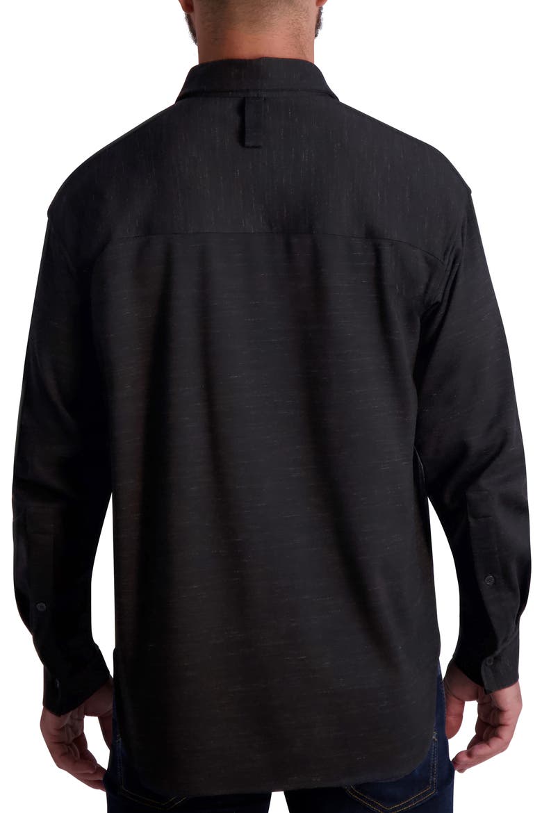 Marled Long Sleeve Button-Down Ponte Shirt, Alternate, color, BLACK
