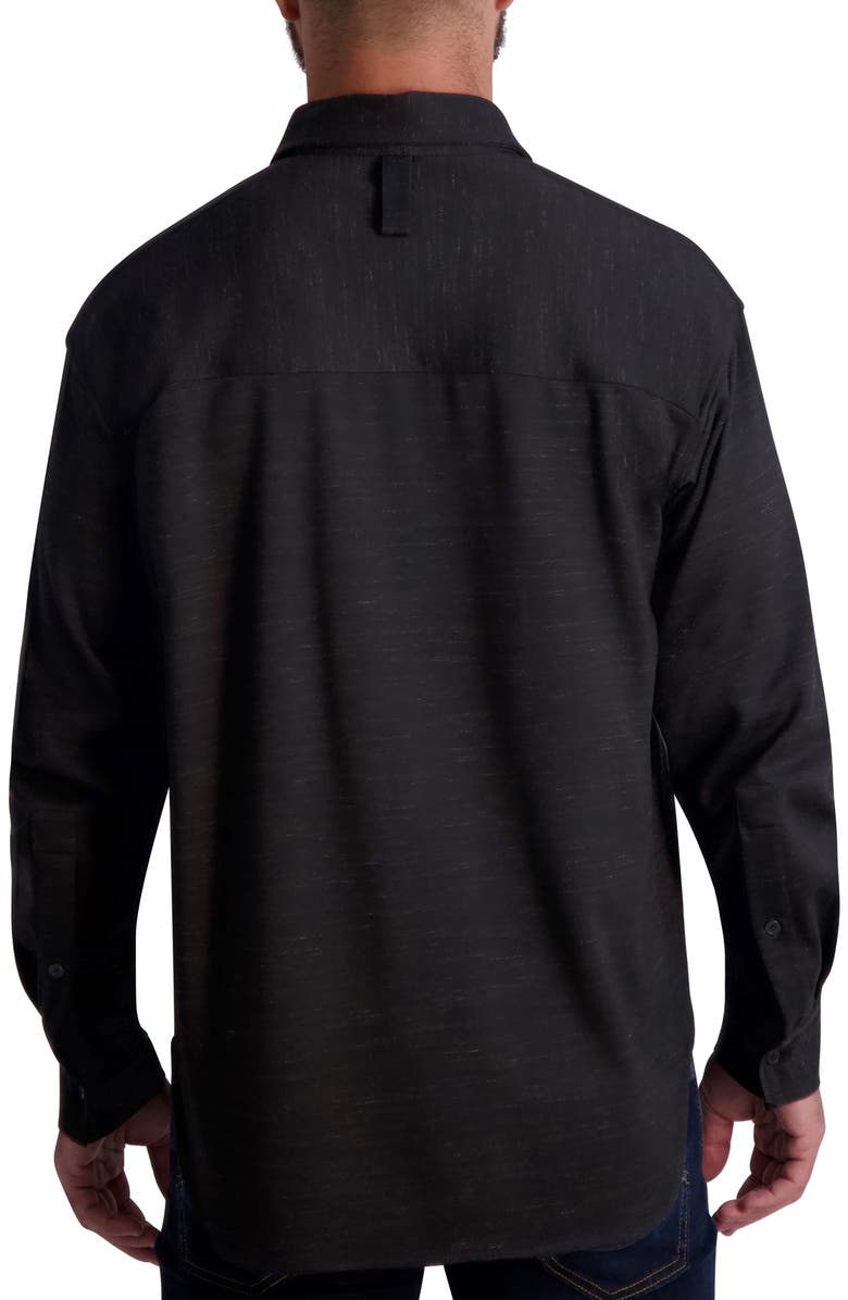 KARL LAGERFELD PARIS Marled Long Sleeve Button-Down Ponte Shirt, Alternate, color,