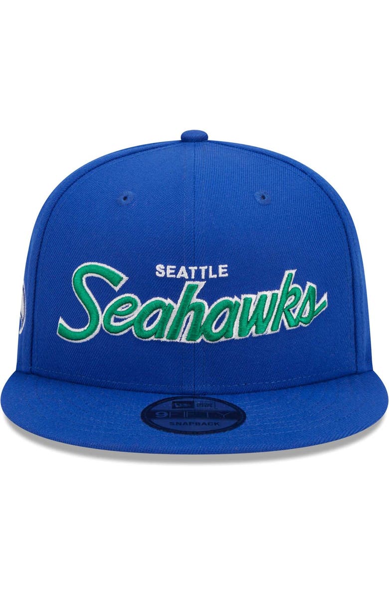 New Era Men's New Era Royal Seattle Seahawks Main Script 9FIFTY Snapback Hat, Alternate, color, 