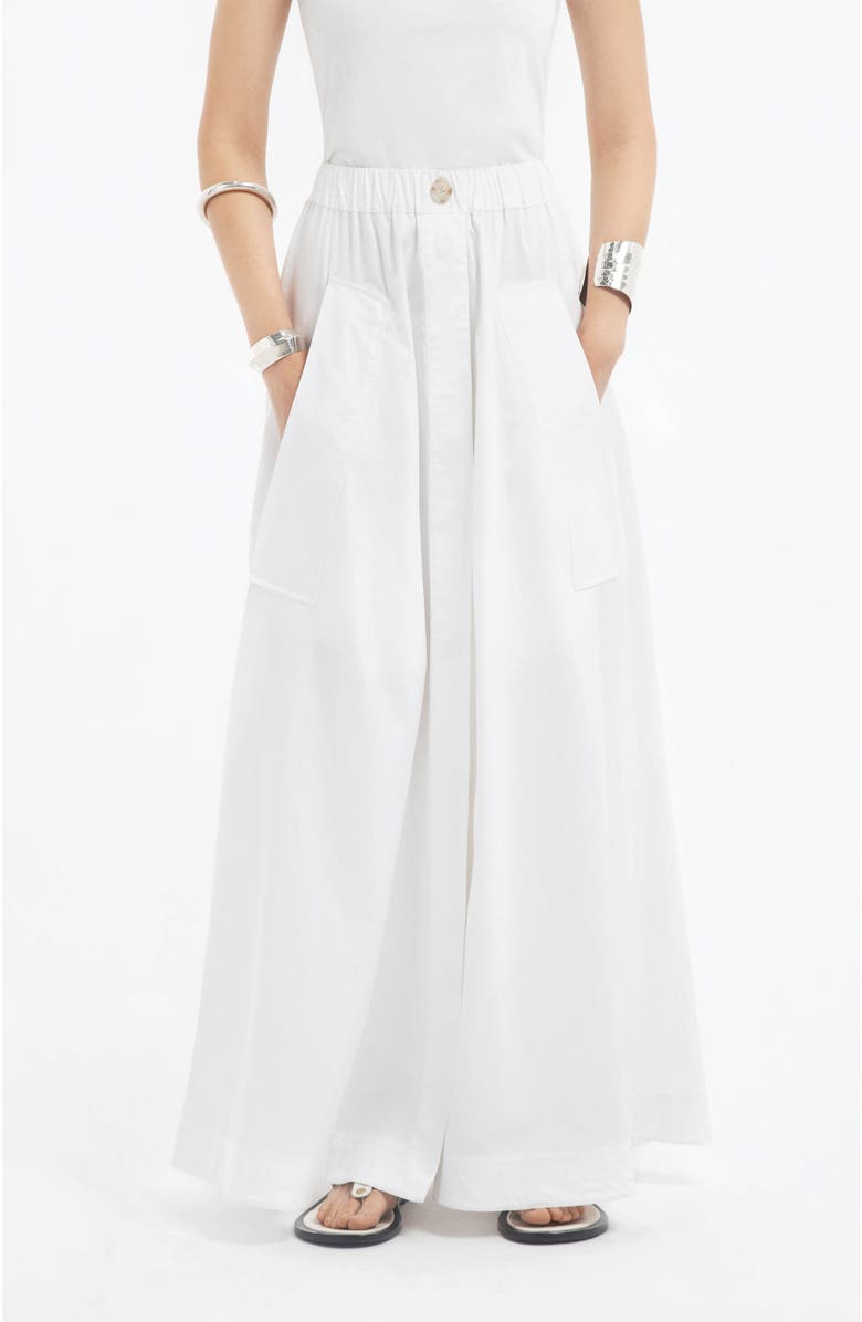 CO Parachute Skirt in Cotton Sateen, Main, color, White