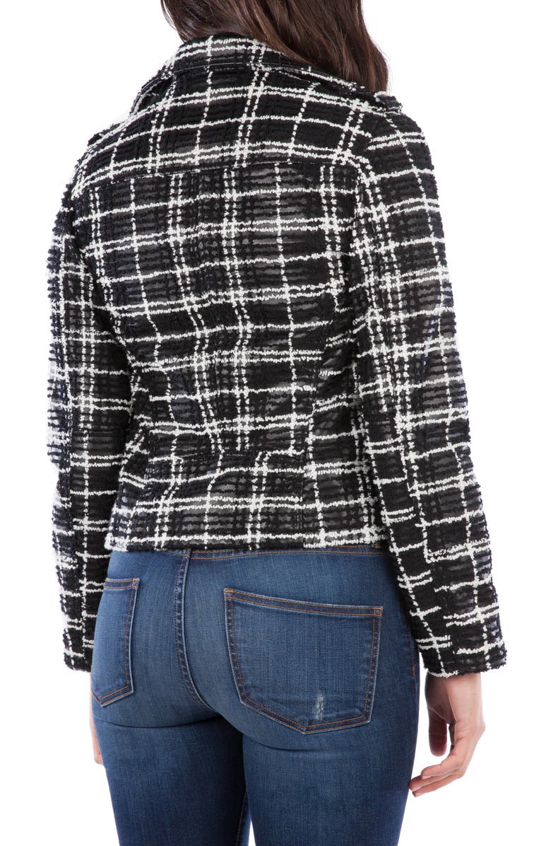 KUT from the Kloth Eveline Textured Check Faux Leather Moto Jacket, Alternate, color, 