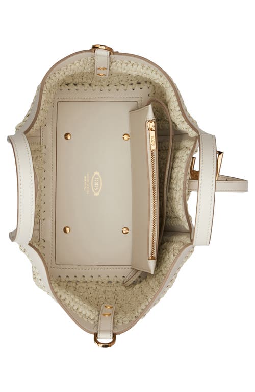 Tod's Mini T Timeless Crochet Raffia & Leather Shopping Bag