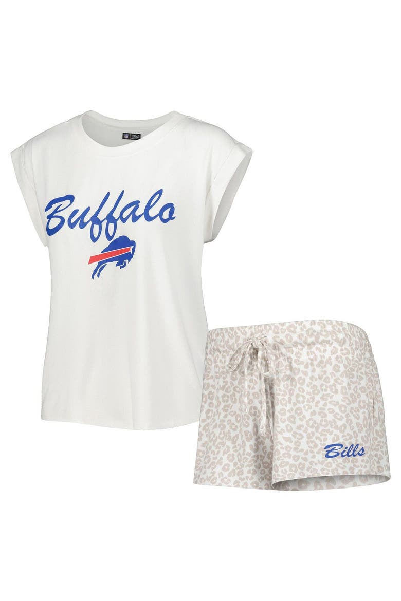 Women's Concepts Sport White/Cream Buffalo Bills Montana Knit T-Shirt & Shorts Sleep Set, Main, color, White