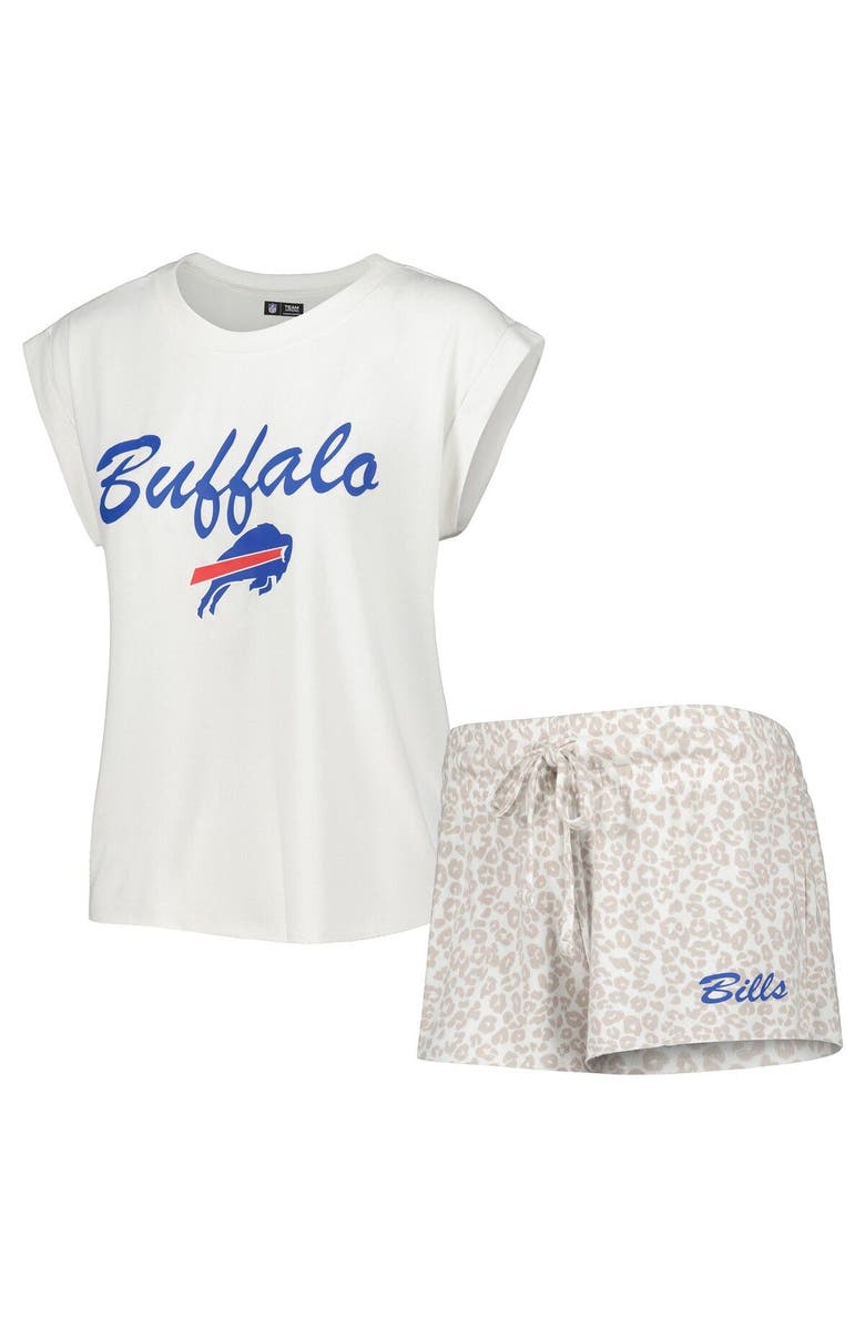 CONCEPTS SPORT Women's Concepts Sport White/Cream Buffalo Bills Montana Knit T-Shirt & Shorts Sleep Set, Main, color, 