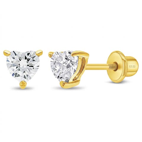 Cubic Zirconia Birthstone Plated Solitaire Earrings