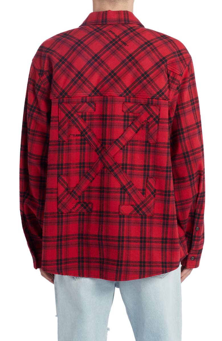 Off-White Check Flannel Button-Up Shirt, Alternate, color, 