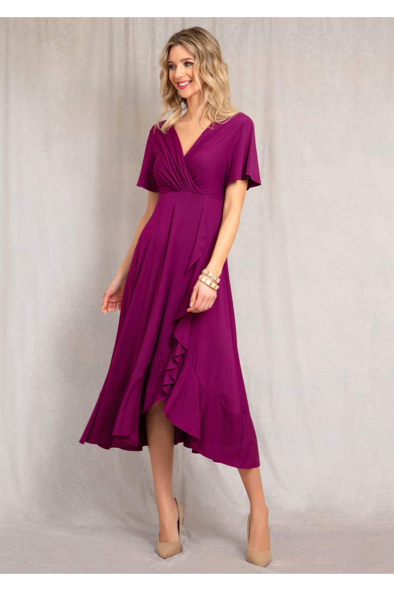 Waterfall Dress, Alternate, color, Plum Wine
