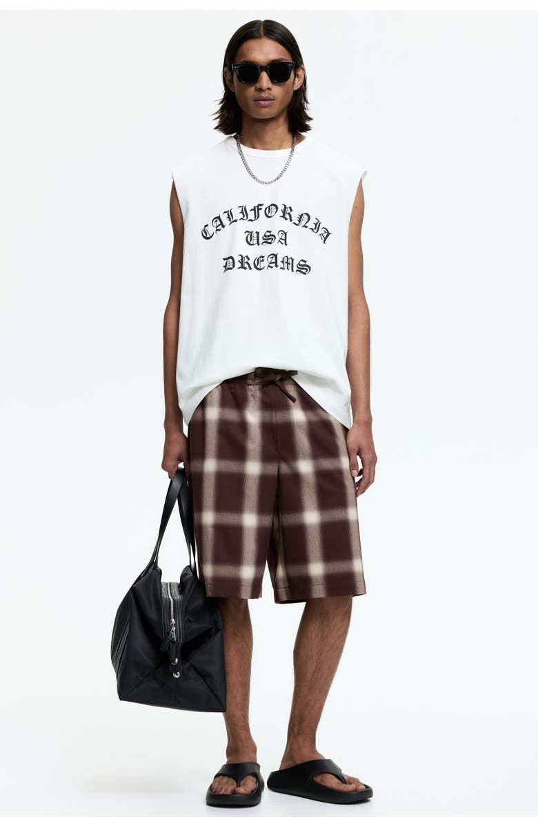 H&M Loose Fit Shorts, Alternate, color, Dark Brown/Plaid