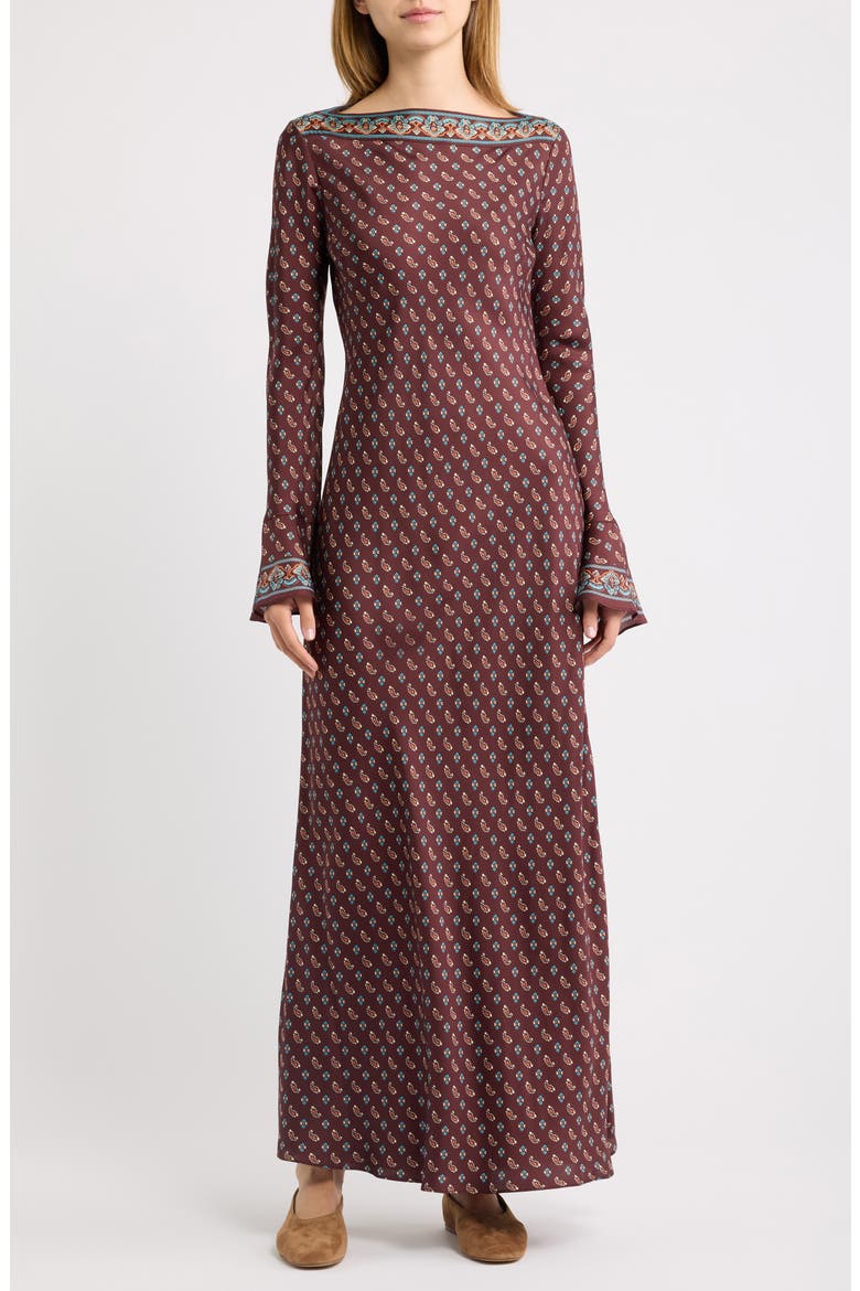 Davina Long Sleeve Silk Maxidress, Main, color, DEAUVILLE PAISLEY