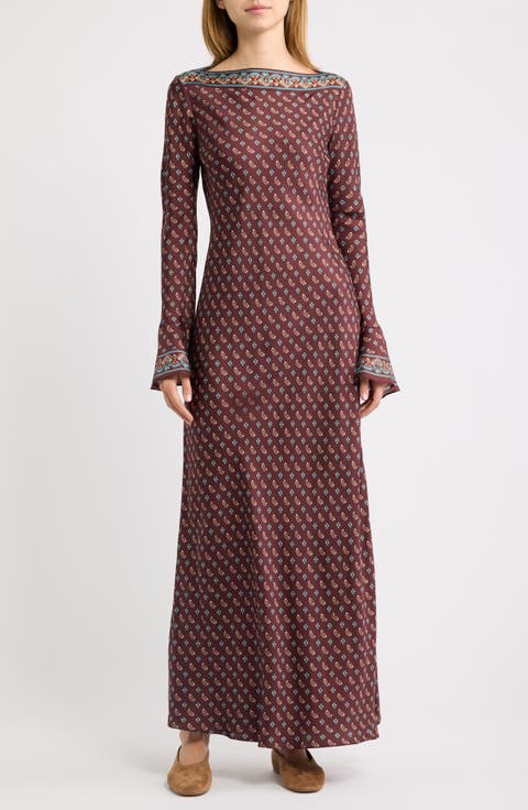 Davina Long Sleeve Silk Maxidress