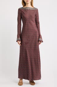 DÔEN Davina Long Sleeve Silk Maxidress