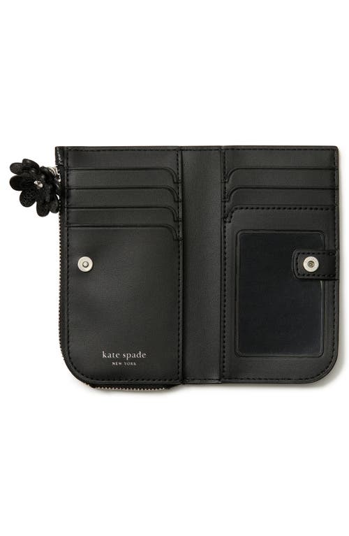 Kate Spade New York Devin Glazed Leather Small Slim Wallet In Black