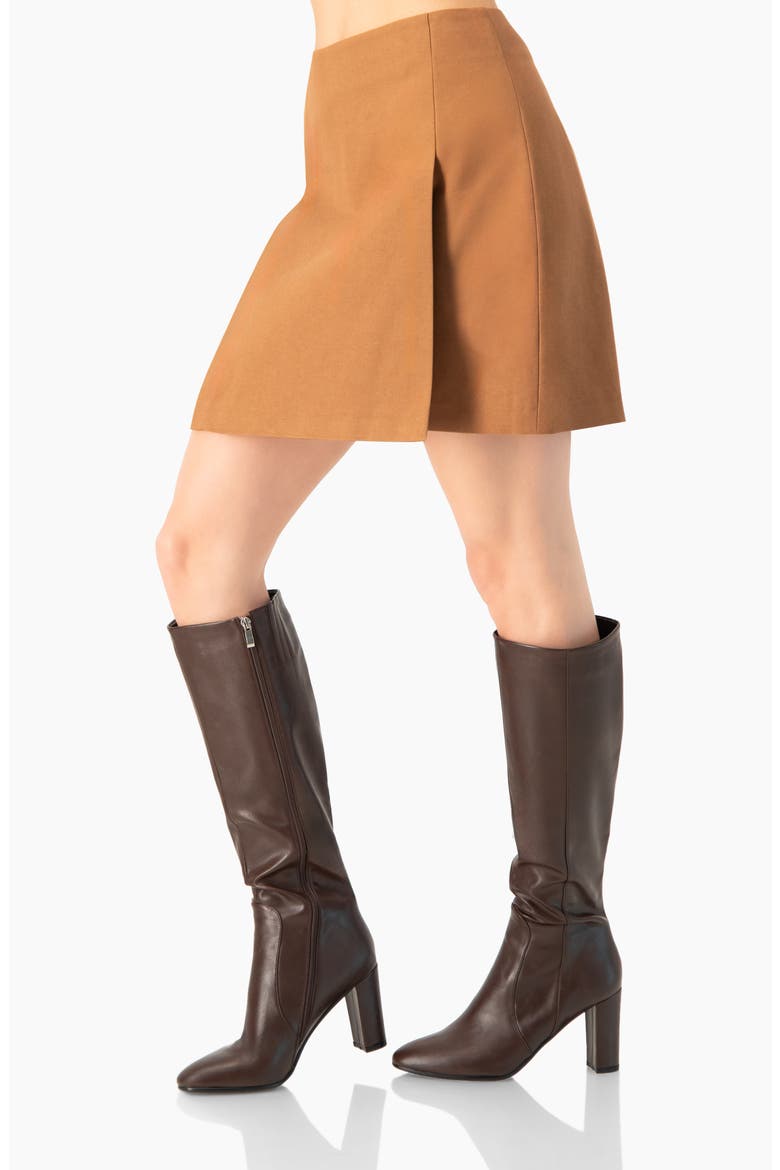 Short Straight Skirt with Back Zipper, Alternate, color, Brown