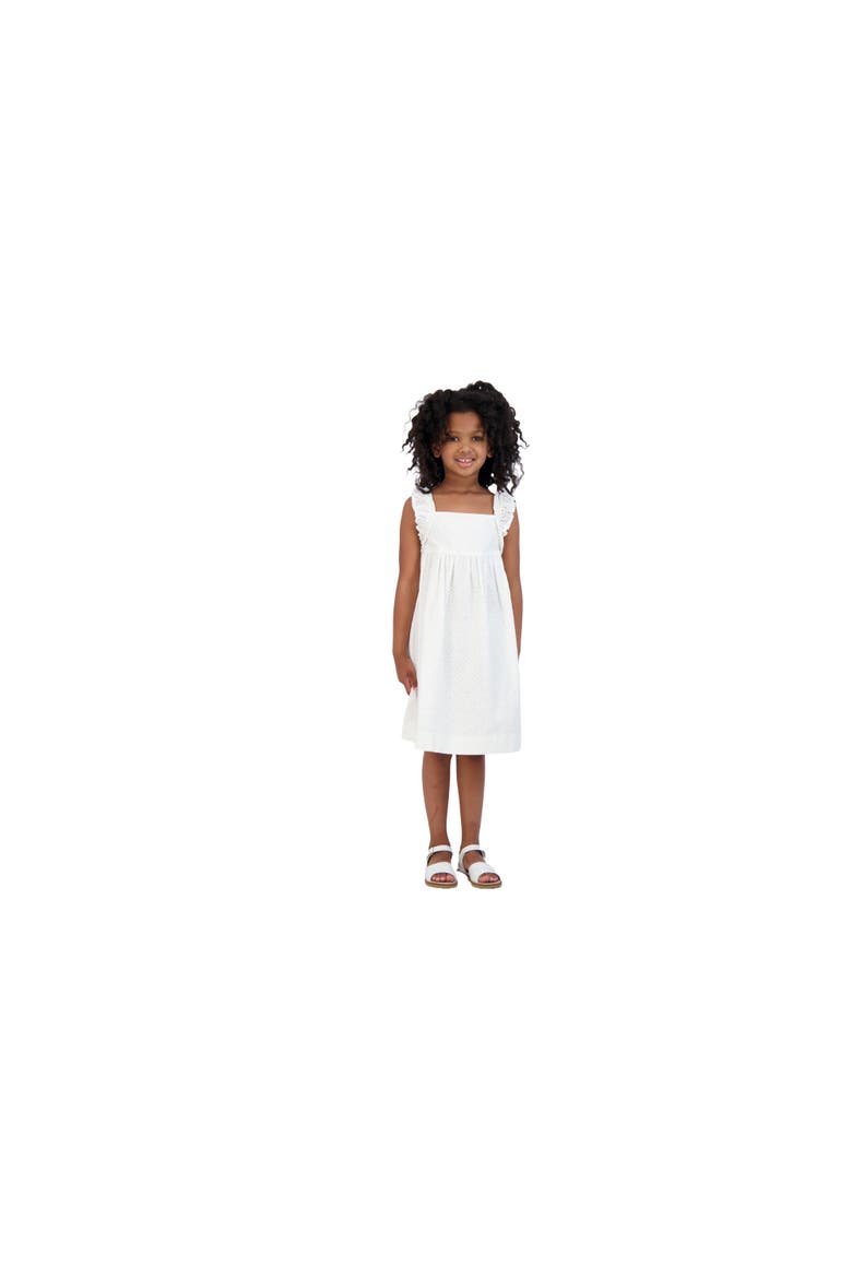 Sawyer Flutter Sleeve Dress, Alternate, color, White Eyelet