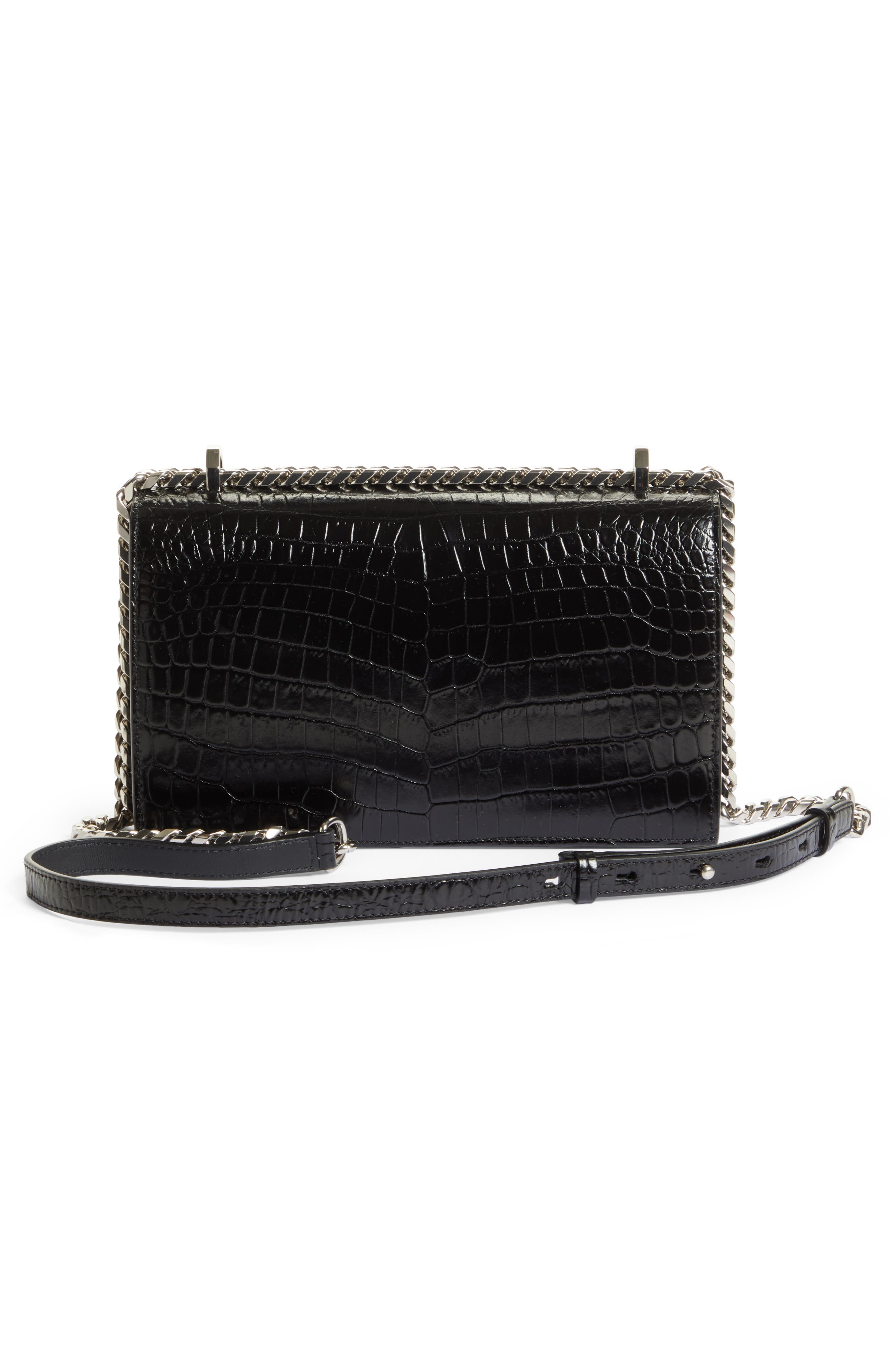McQueen Alexander McQueen Jewelled Croc Embossed, Alternate, color, Black