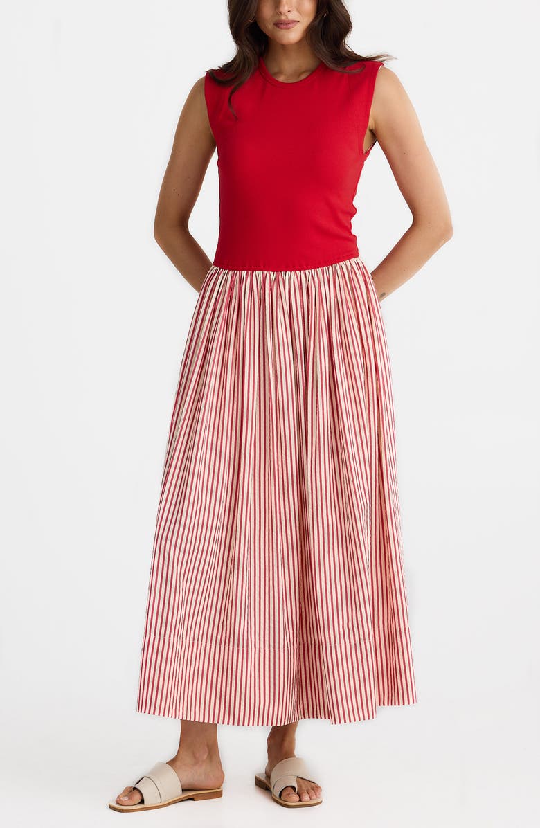 Brave+True Daphne Stripe Skirt Maxi Dress, Alternate, color, White W Red Stripe