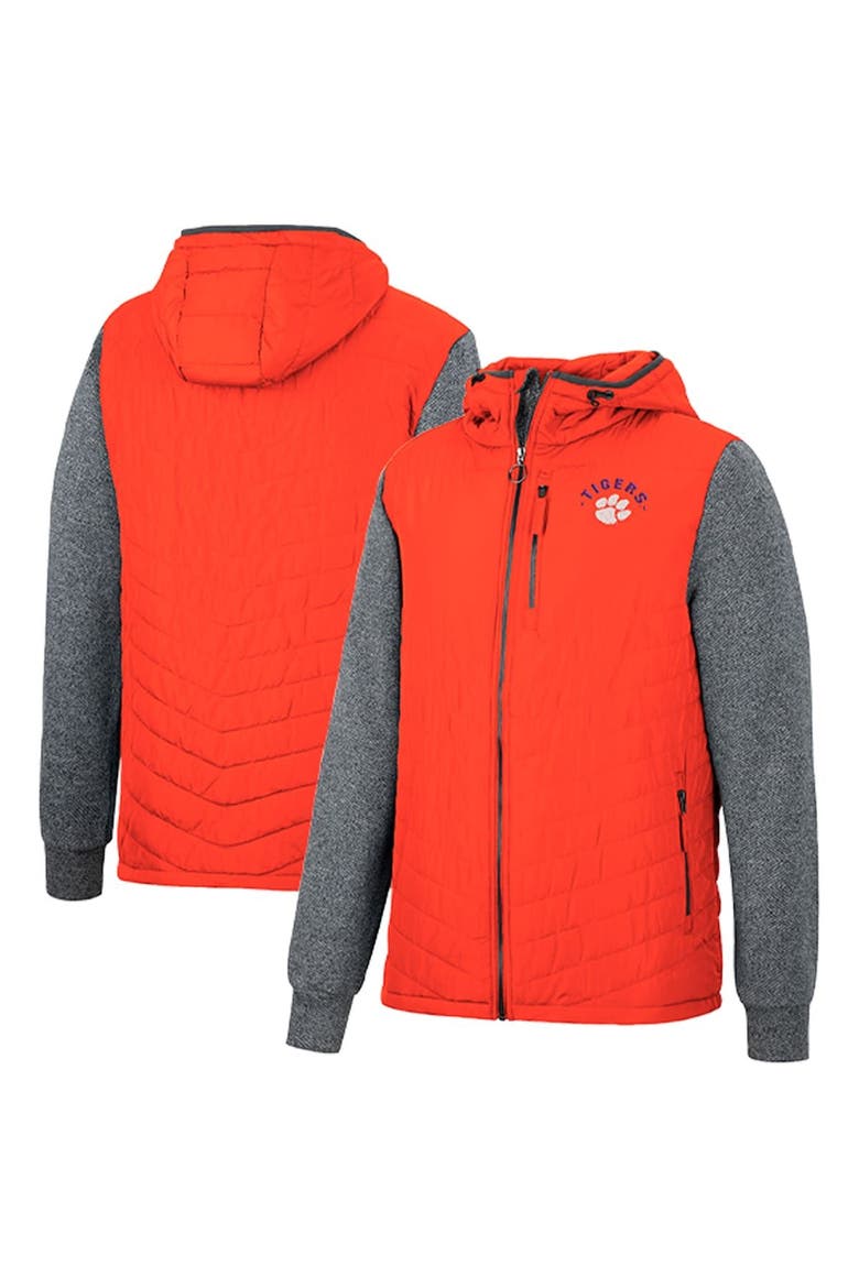 Men's Colosseum Orange/Charcoal Clemson Tigers Course Herringbone Full-Zip Hoodie, Main, color, Orange
