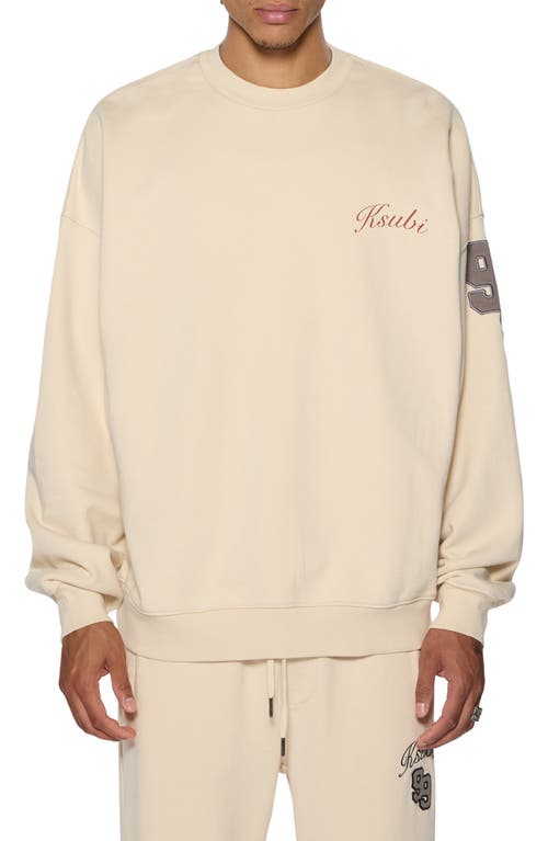 Shop Ksubi Oversize Playoff Ekcess Embroidered Graphic Sweatshirt In Tan