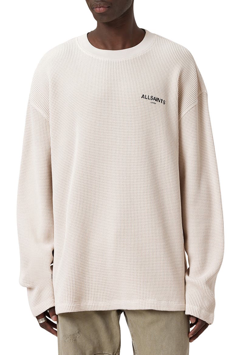 Sect Waffle Knit Sweatshirt, Main, color, SMOKE WHITE/ BLACK LOGO