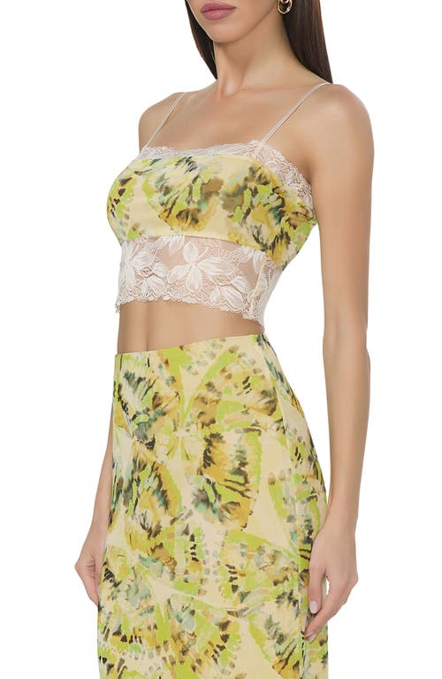 Afrm Isaura Lace Trim Crop Camisole In Lime Wing