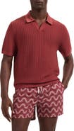 Bugatchi Pointelle Stitch Cotton & Silk Polo Sweater