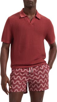 Bugatchi Pointelle Stitch Cotton & Silk Polo Sweater