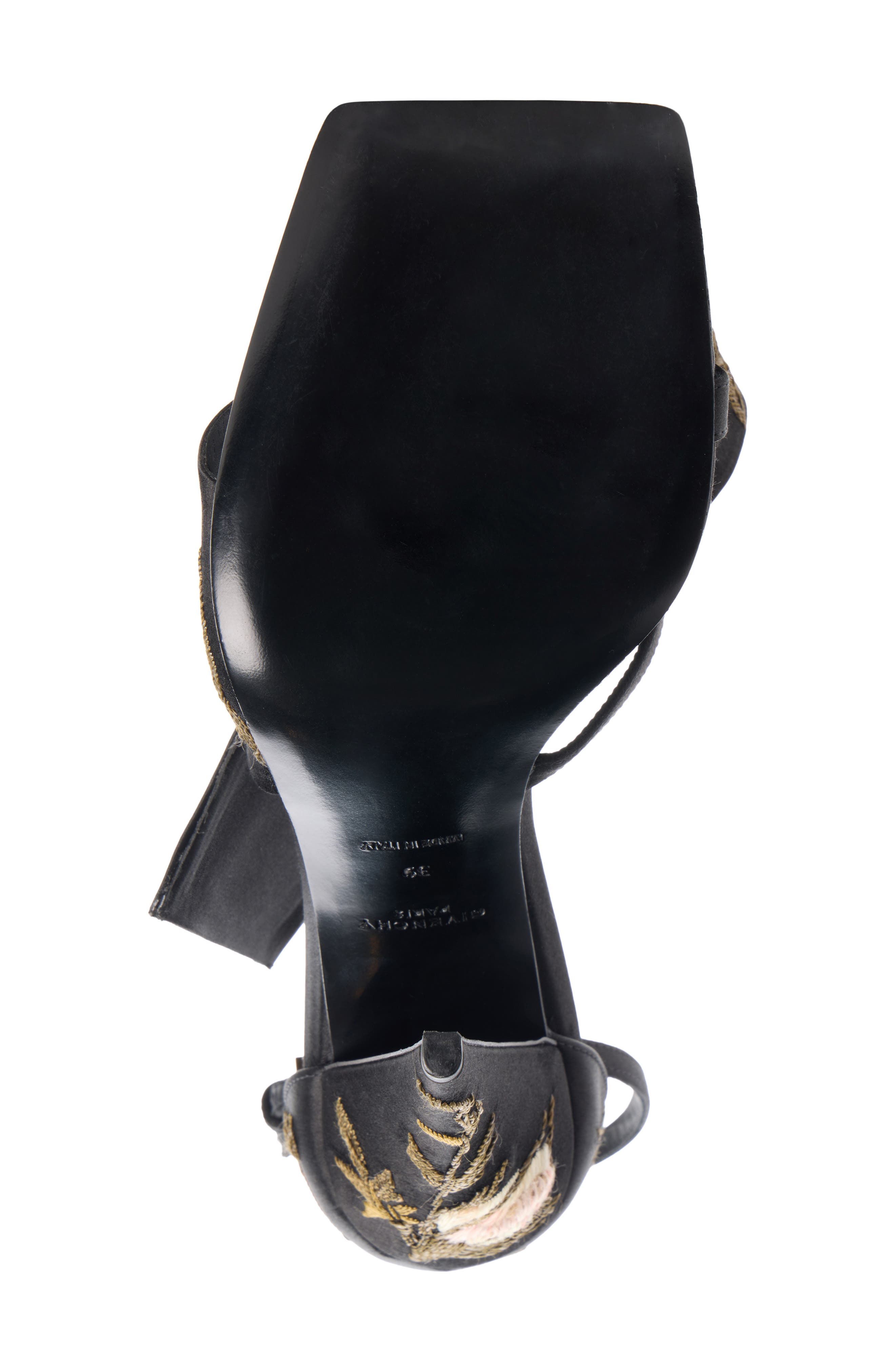 Givenchy Twisted Ribbon Embroidered Ankle Strap Sandal, Alternate, color, Black