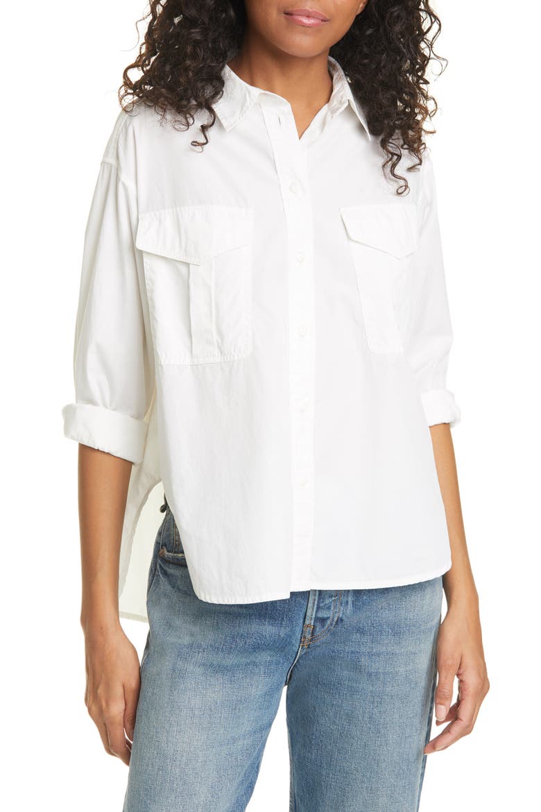 Florian Cotton & Silk Shirt, Main, color, WHITE