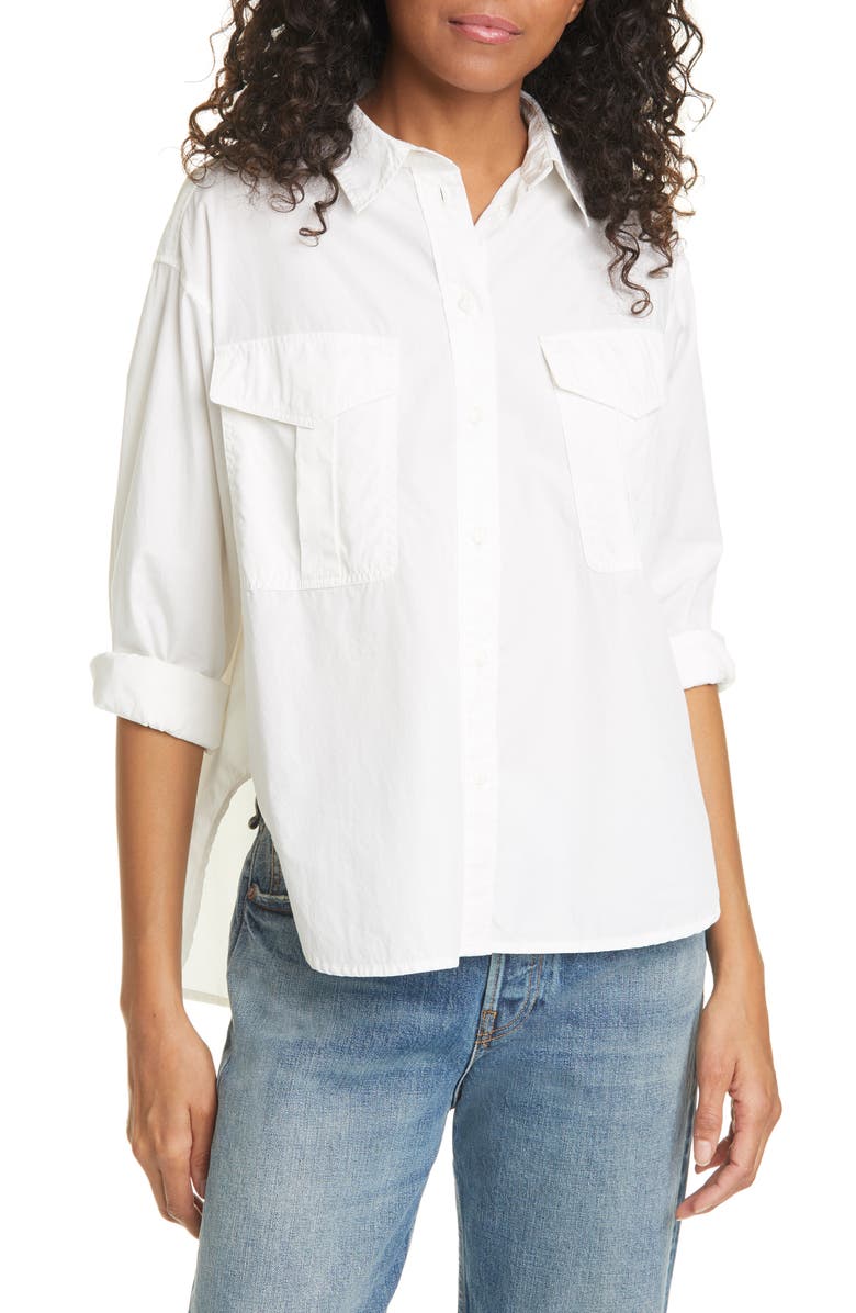 rag & bone Florian Cotton & Silk Shirt, Main, color,