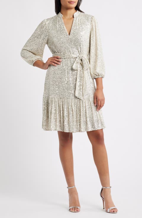 Sequin Belted Dress