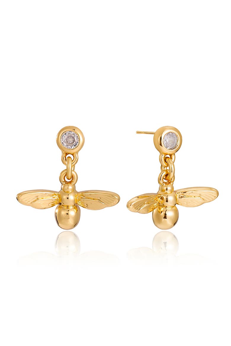 Bee Bloom Drop Earrings, Main, color, GOLD
