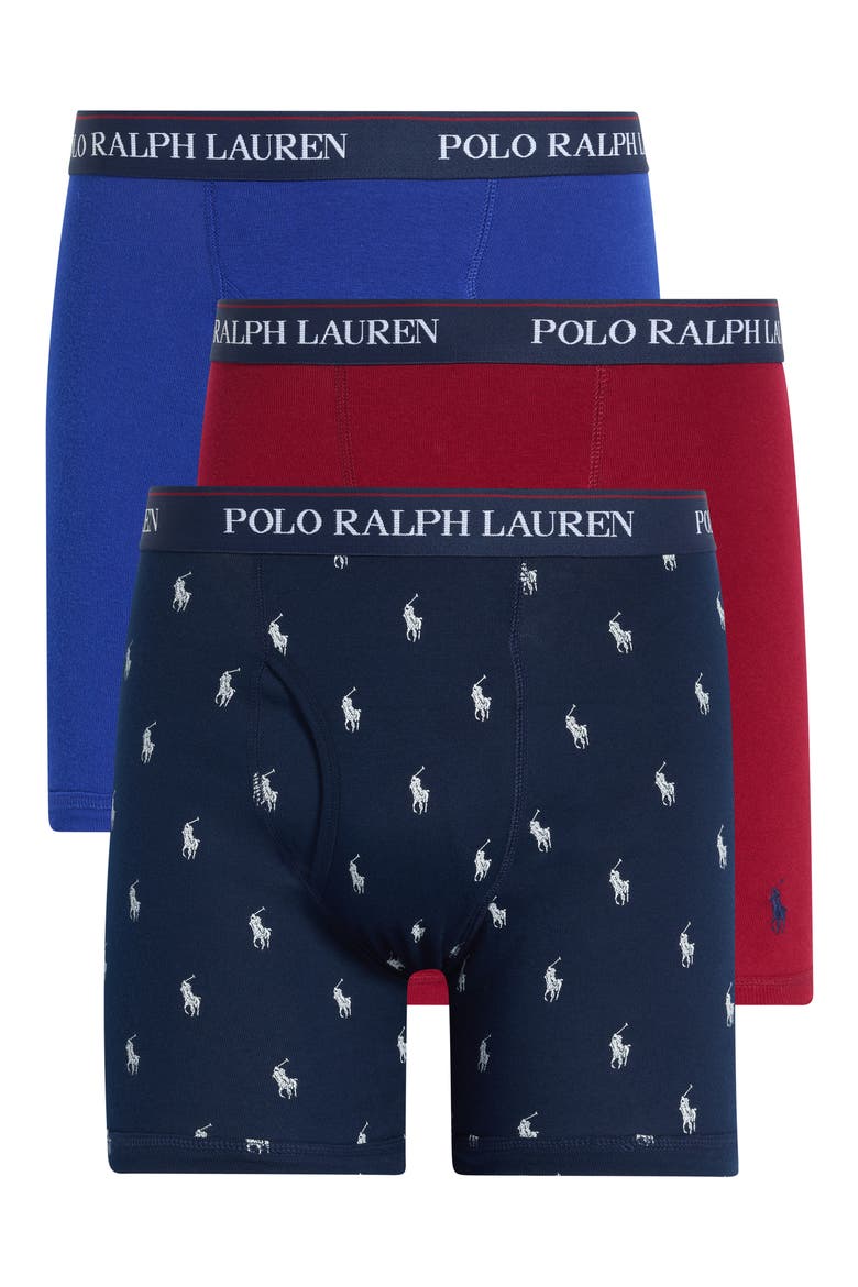 Assorted 3-Pack Classic Fit Stretch Cotton Boxer Briefs, Alternate, color, RED NAVY ROYAL