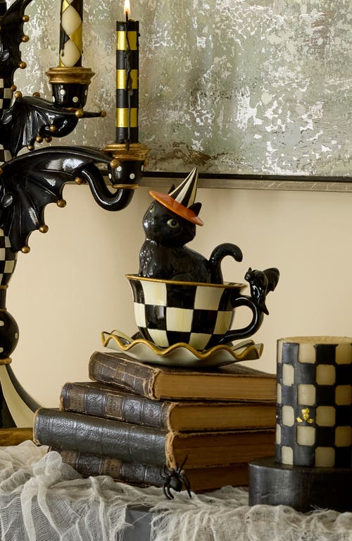 Mackenzie-childs Mackenzie Childs Courtly Check Teacup Ghost Decor In Black