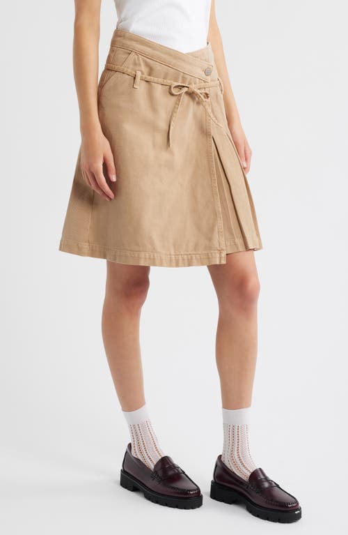 Damson Madder Womens Tan Kat Kilt Wrap-front Denim Midi Skirt In Brown