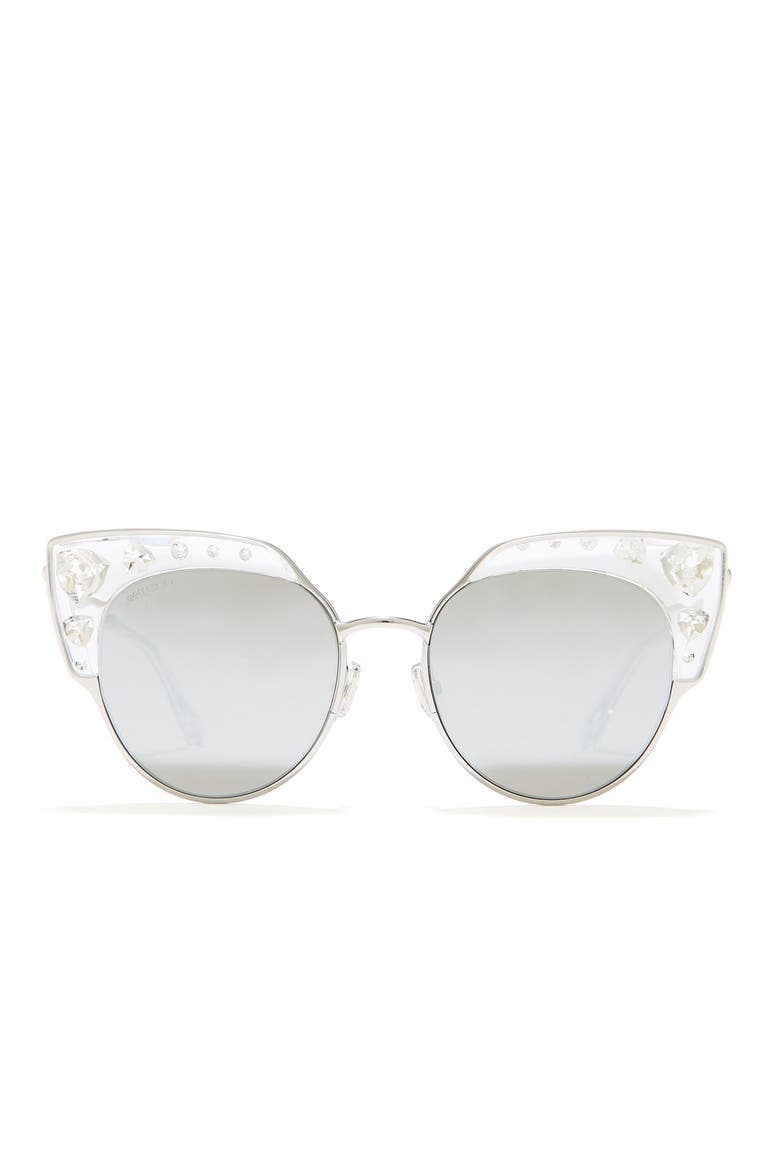 Audrey 54mm Embellished Cat Eye Sunglasses, Alternate, color, CRYS SILV
