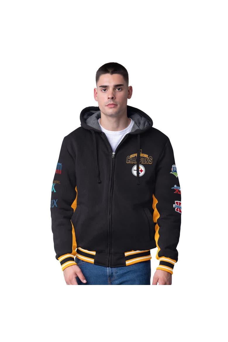 Men's G-III Extreme Black Pittsburgh Steelers No Huddle Commemorative Full-Zip Hoodie Jacket, Main, color, Black