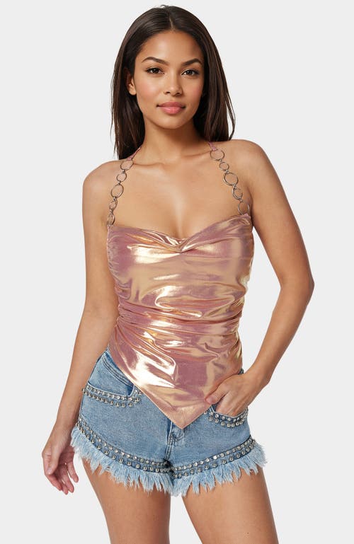 Bebe Metallic Handkerchief Top In Pink