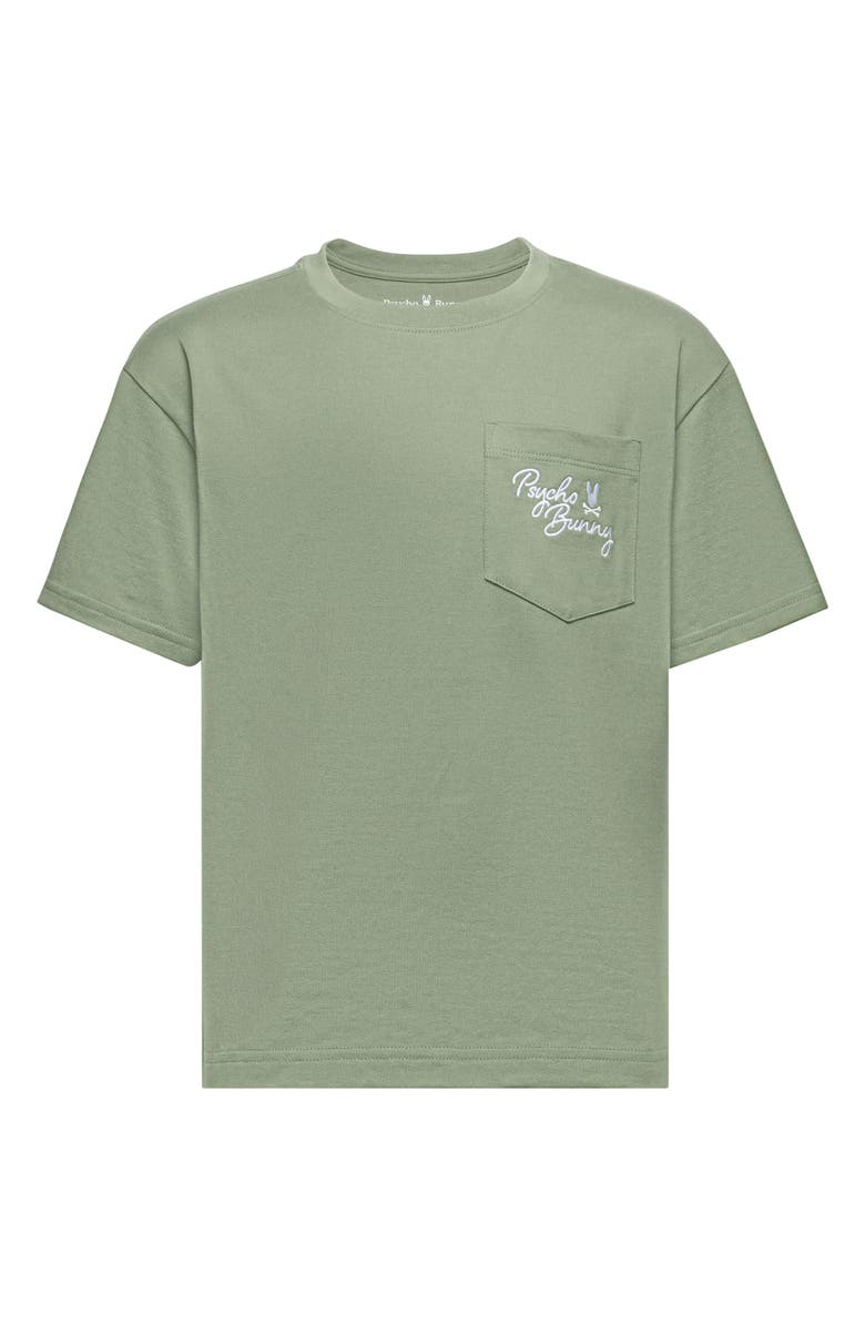 Psycho Bunny Kids' Desert Relaxed Fit Embroidered Heavyweight Pocket T-Shirt, Main, color, Sea Spray