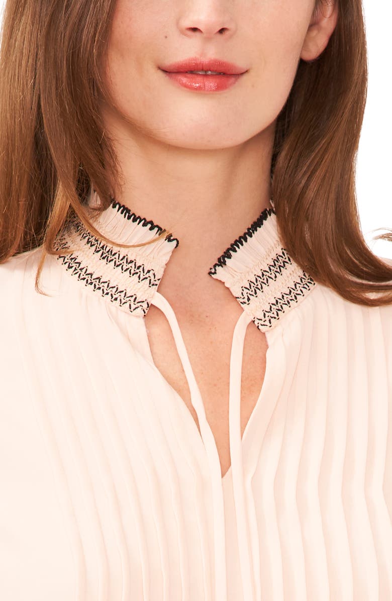 CeCe Contrast Stitch Pintuck Shirt, Alternate, color, Peach Dust