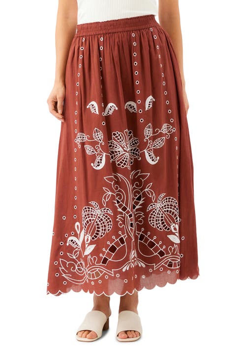 Embroidered Eyelet Cotton Midi Skirt (Regular & Petite)