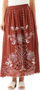 Karen Kane Embroidered Eyelet Cotton Midi Skirt