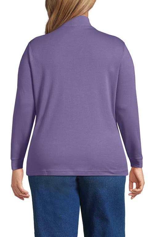 Lands' End Plus Size Relaxed Cotton Long Sleeve Mock Turtleneck In Purple