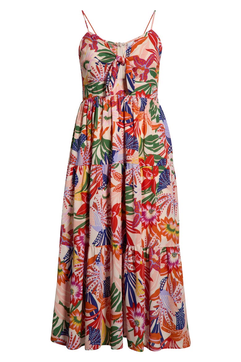Hatley Floral Tie Knot Midi Dress, Alternate, color, BLUE-PINK-CREAM