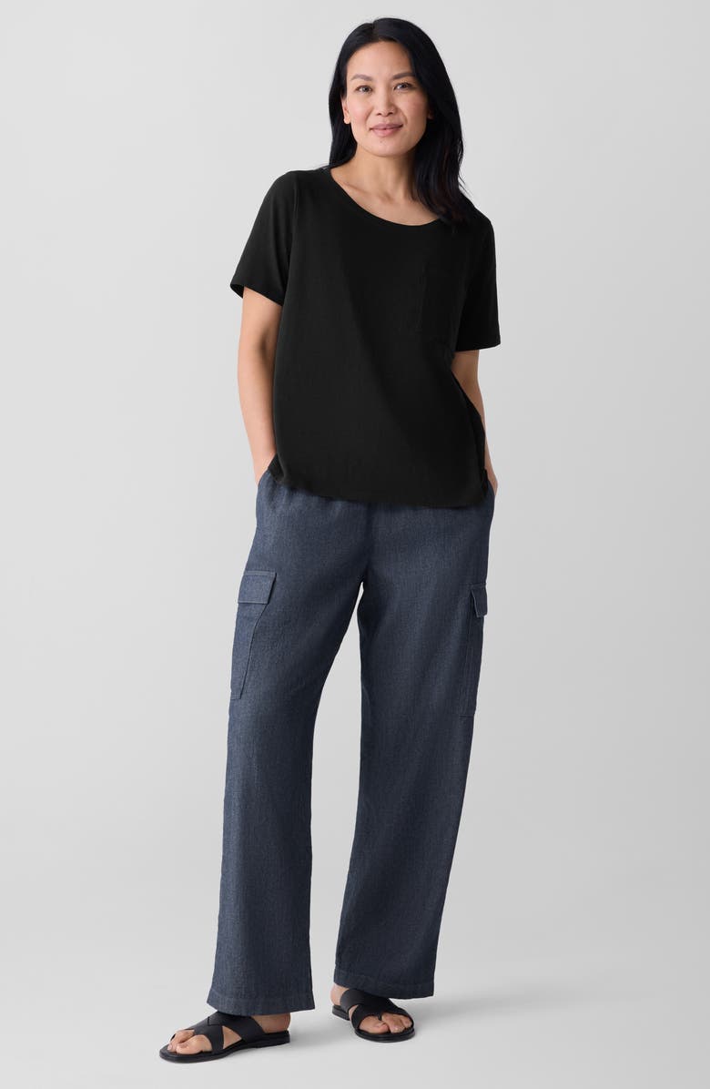 Eileen Fisher Crewneck Pocket Organic Cotton T-Shirt, Alternate, color, Black