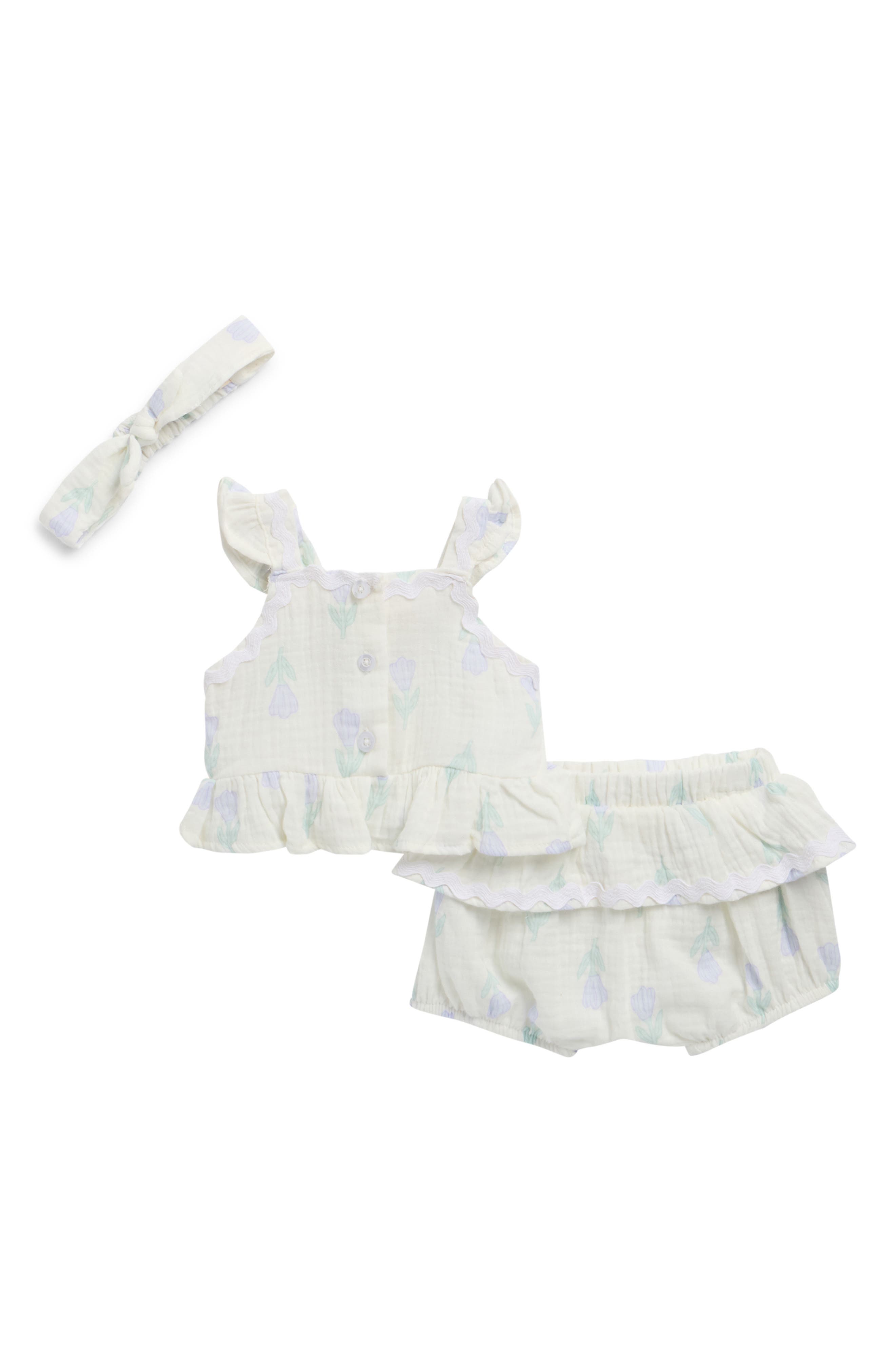 Jessica Simpson Cotton Gauze Top, Shorts & Headband Set