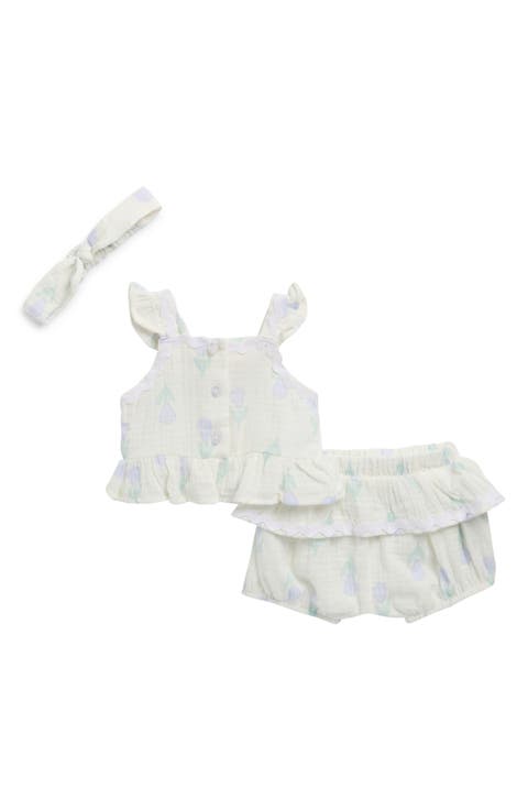 Cotton Gauze Top, Shorts & Headband Set (Baby)
