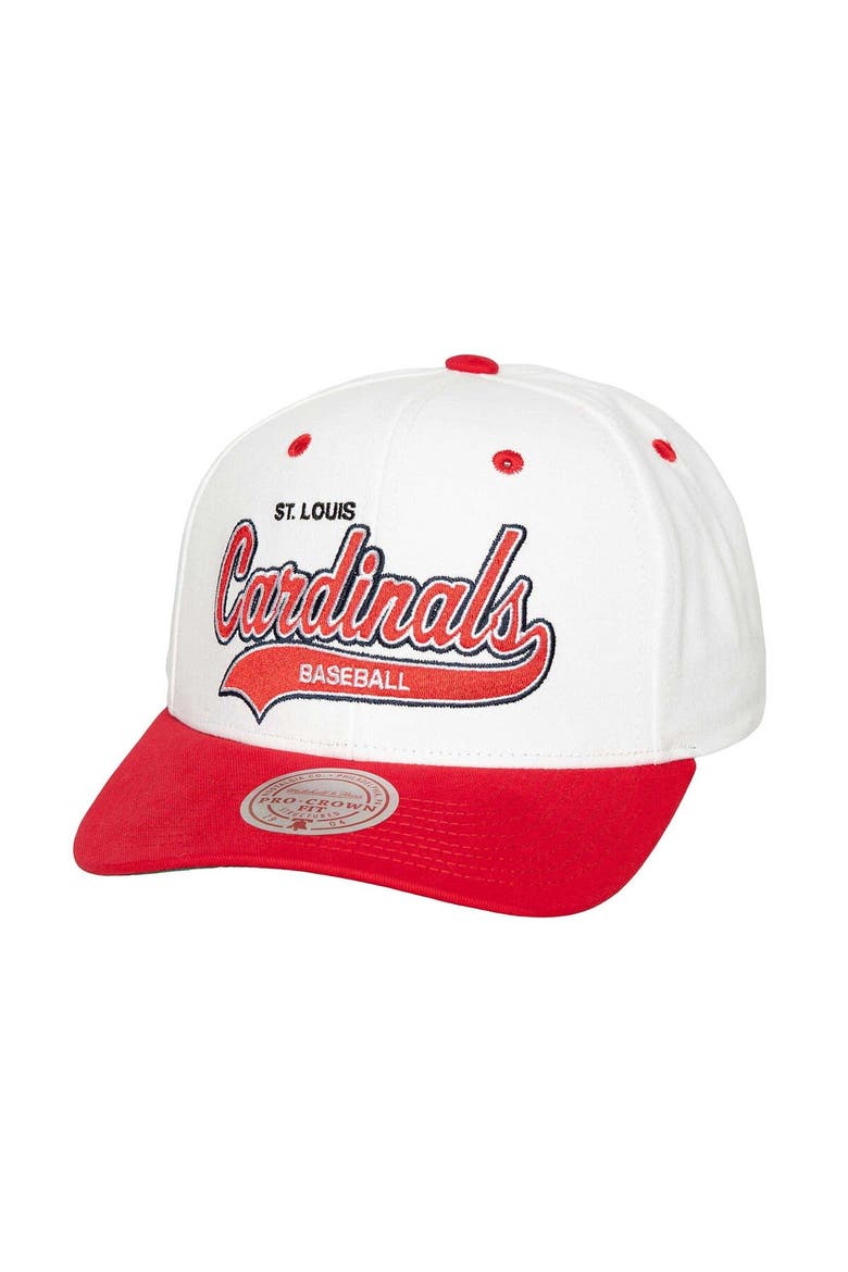 Men's Mitchell & Ness White St. Louis Cardinals Cooperstown Collection Tail Sweep Pro Snapback Hat, Main, color, White