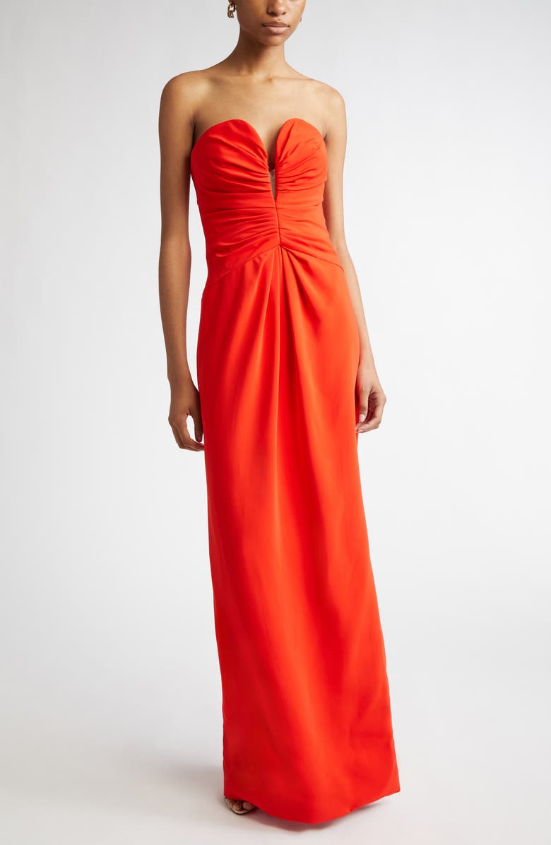 Oscar de la Renta Strapless Plunge Neck Gown, Main, color, 