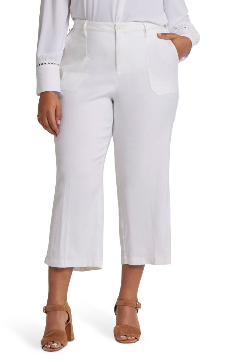 NYDJ Crop Wide Leg Linen Blend Utility Pants, Alternate, color, White