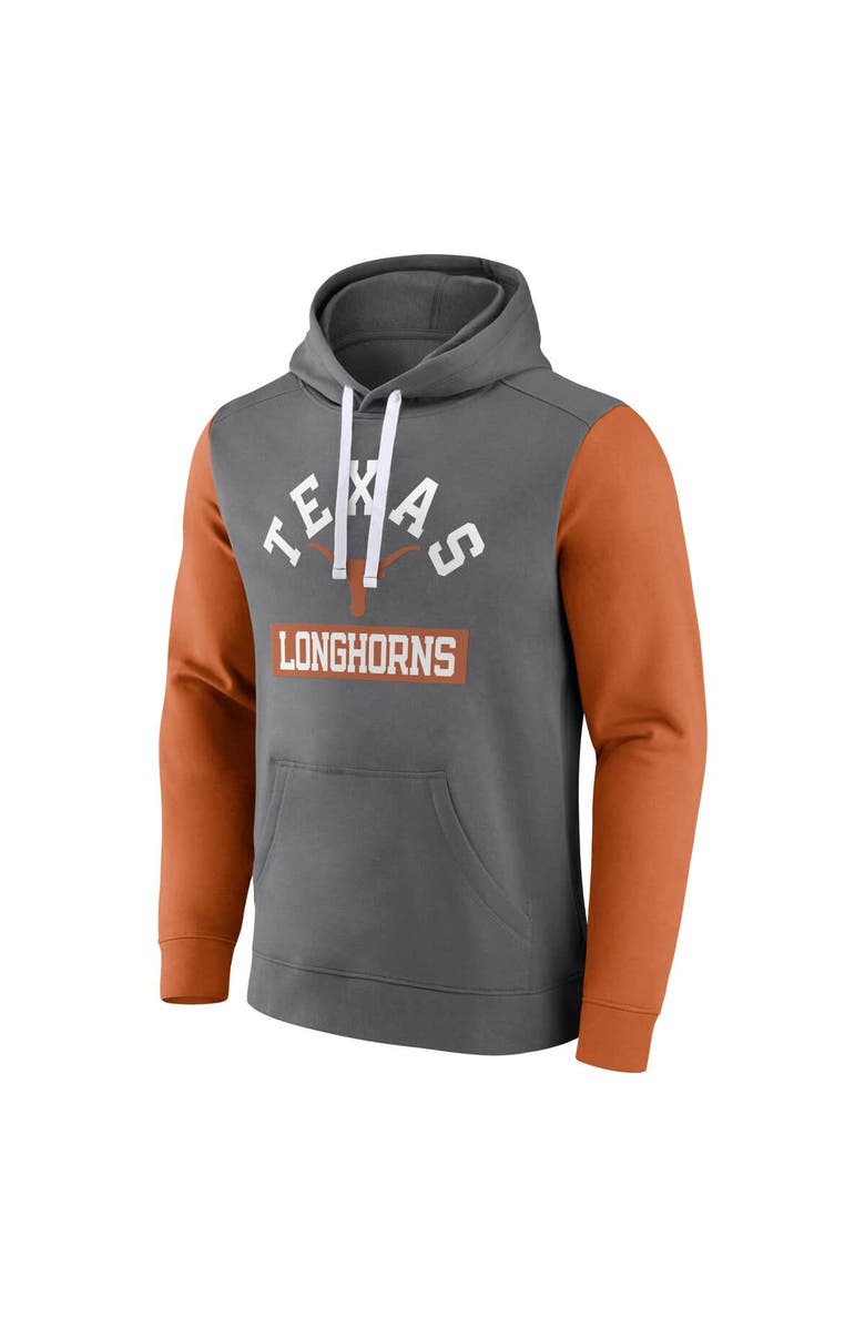FANATICS Men's Fanatics Gray Texas Longhorns Extra Point Color-Block Pullover Hoodie, Alternate, color, 